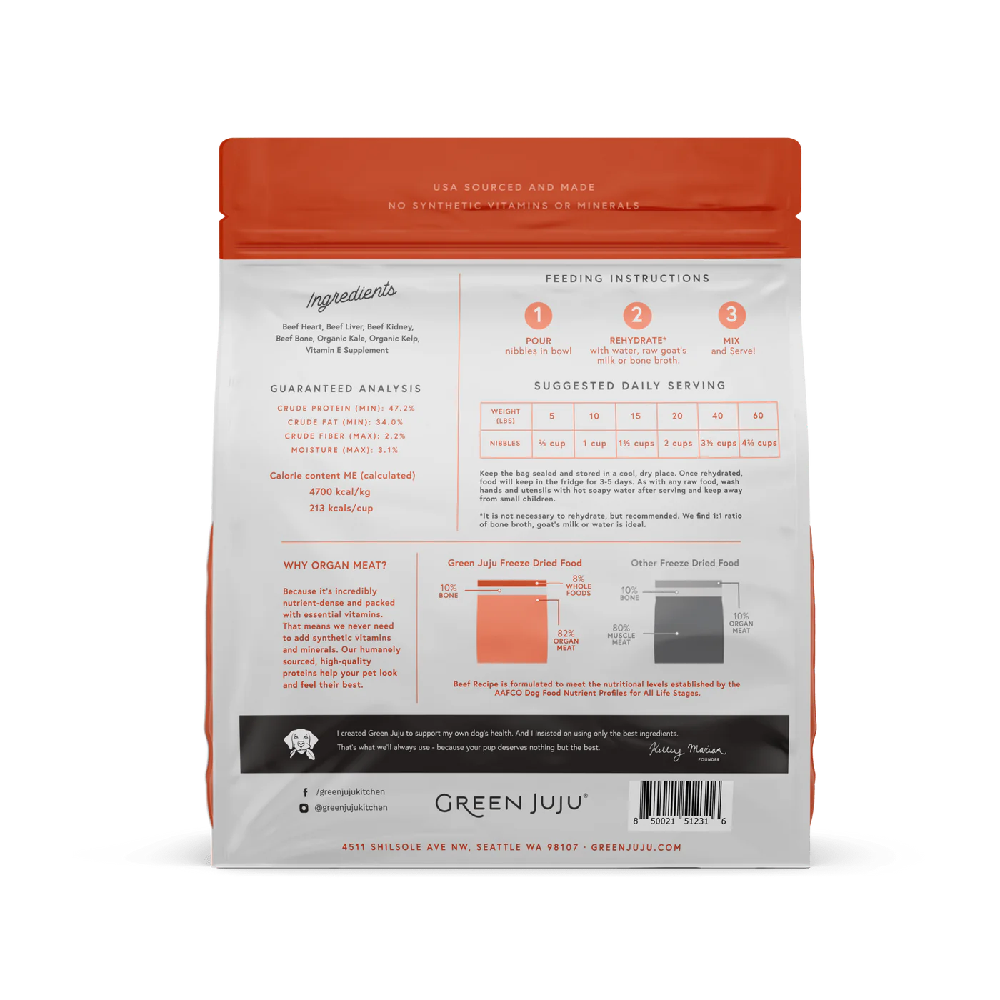 Green Juju Beef Recipe Freeze Dried Dog Food 14oz 🥩