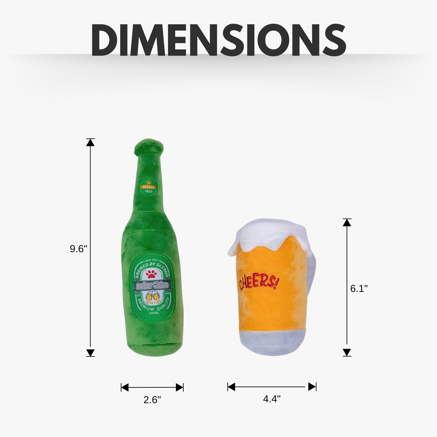 Beers-Cheers Plush Dog Toy Gift Set – with Squeaker &