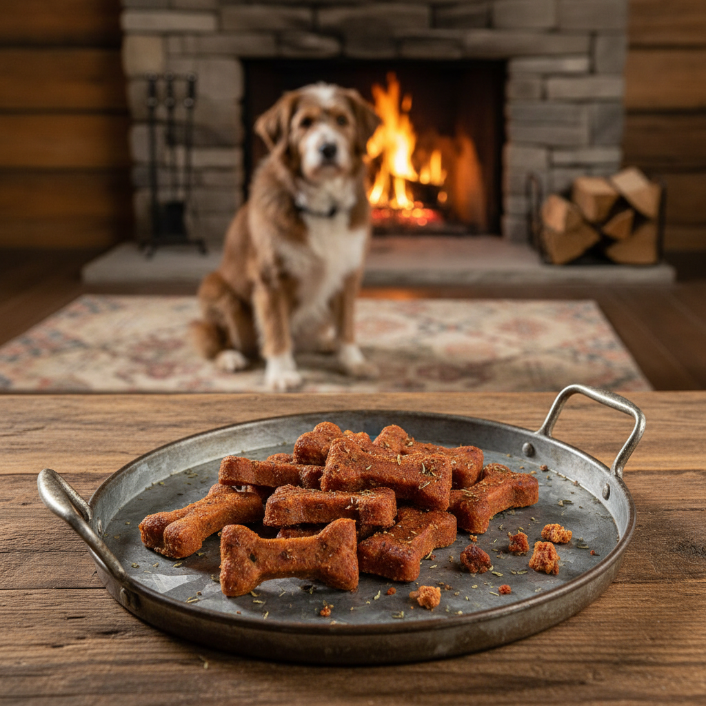 Beggar Bones by fireplace