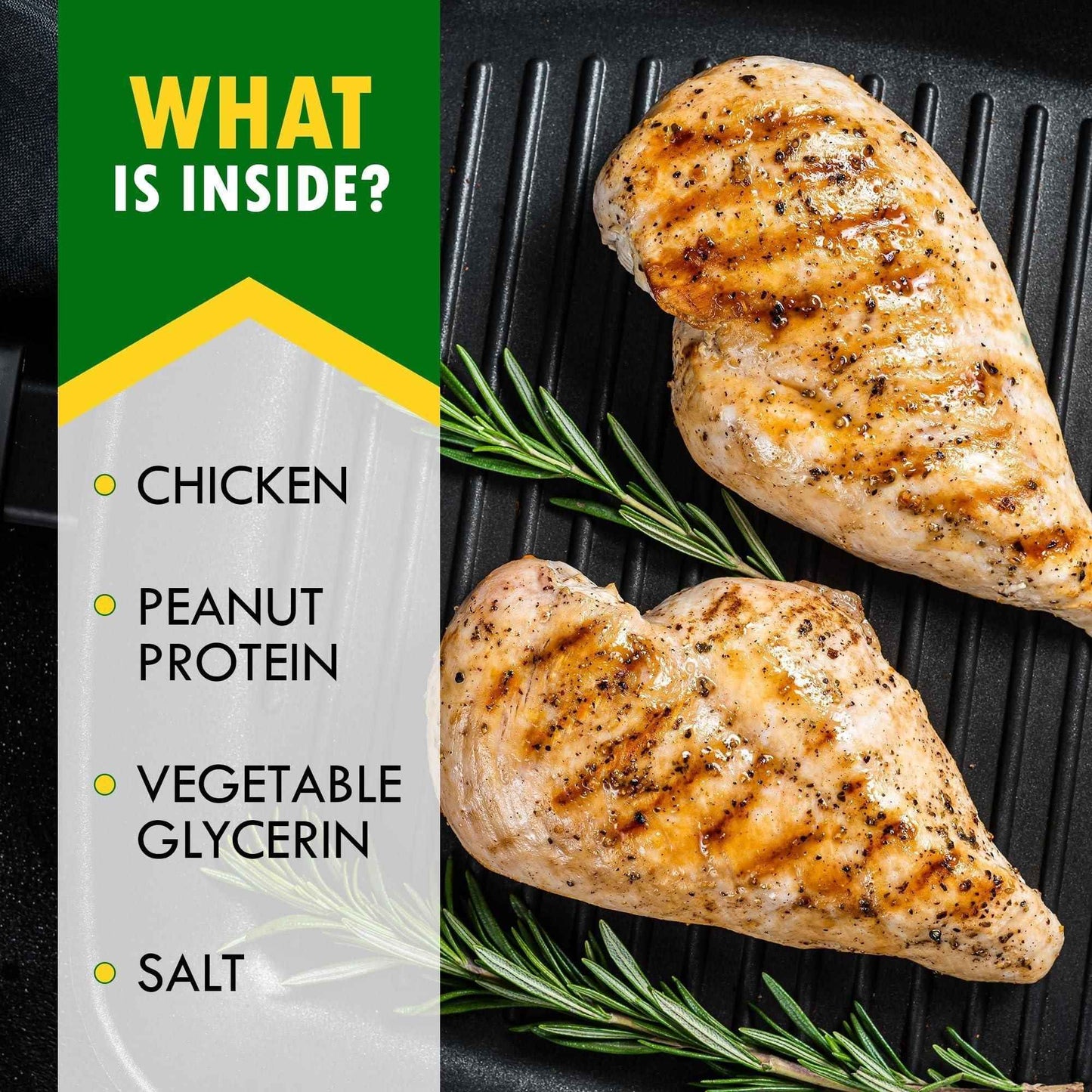 Organic chicken treats for dogs with grilled chicken breasts and rosemary on grill pan from Purrfect Pet Kingdom