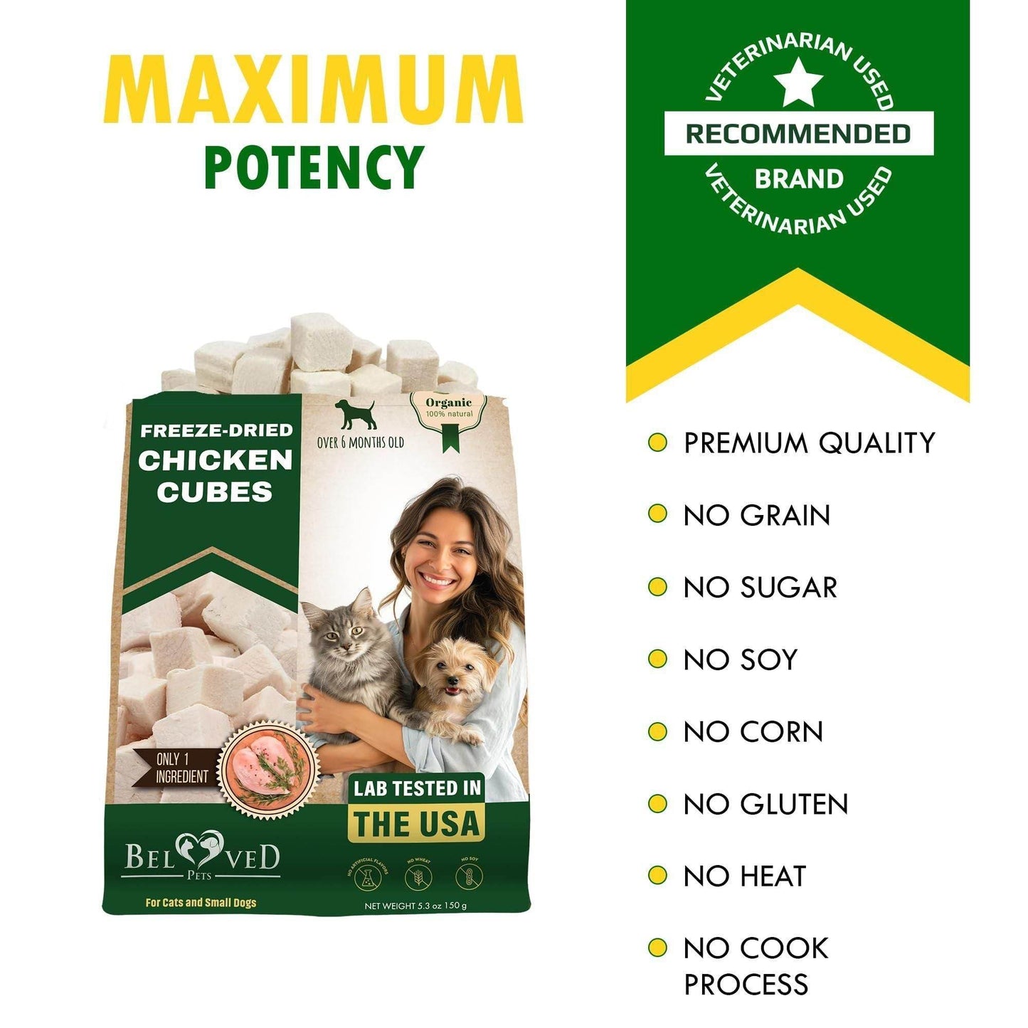 Purrfect Pet Kingdom Organic Freeze Dried Chicken Cubes Purrfect Pet Kingdom