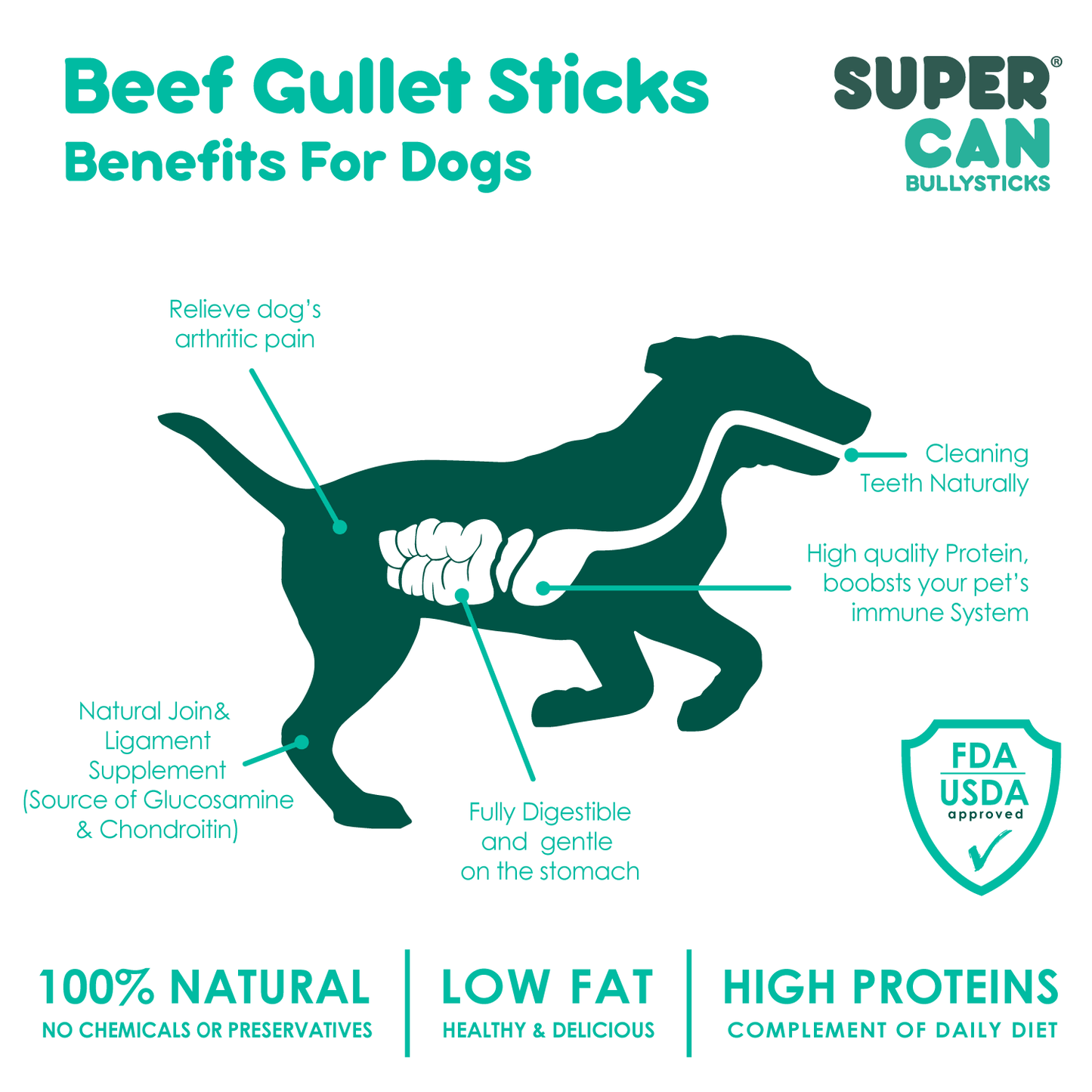 Dog Chews Beef Gullet Sticks 6 Inch 25 Pack 8 Oz ๐ฆด
