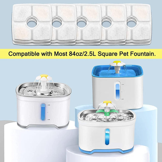 Best cat water fountain filter refills compatible with most 84oz square pet fountains