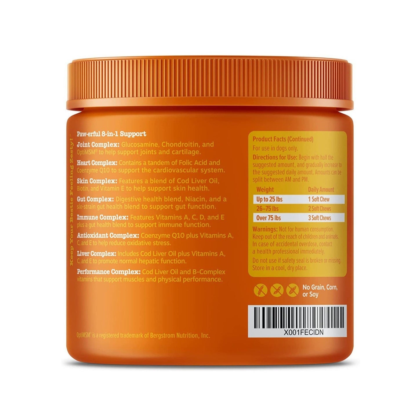 V.I.P Digital Presence multivitamins jar showcasing the best vitamins for dog health with joint, heart, and skin support.