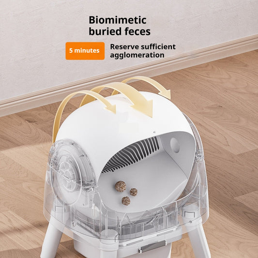 Open-Top Automatic Self-Cleaning Cat Litter Box with Deodorizer — White