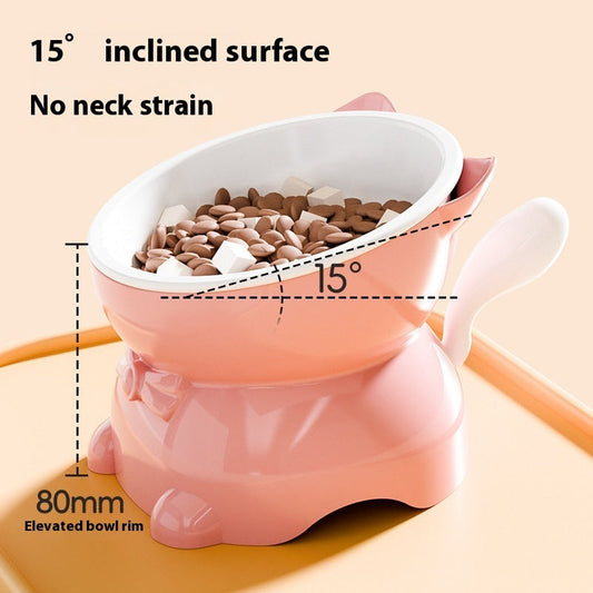 15-Degree Anti-Fall Stainless Steel Cat Bowl for Kittens