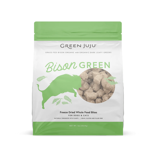 Green Juju Freeze Dried Bison Green Whole Food Bites (16OZ) - Green Juju Dog Treats - The Family Pet