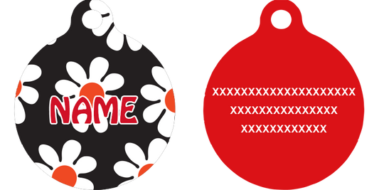 Black Daisy HD Dog ID Tag