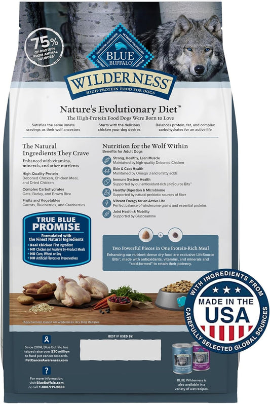 Blue Buffalo Wilderness adult dog food with high-protein ingredients and natural nutrition for dogs