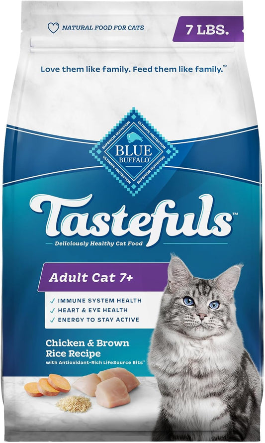 Blue Buffalo Tastefuls Adult 7+ Chicken & Brown Rice Recipe (7lb) - Blue Buffalo Dry Cat Food - The Family Pet