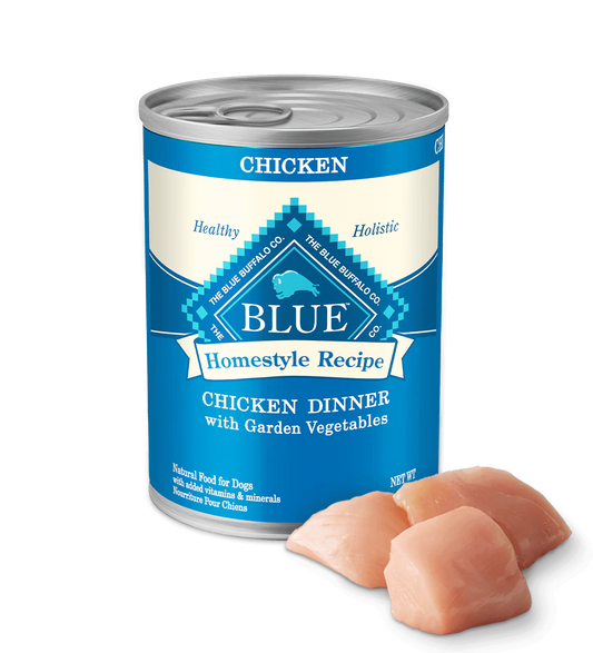 Blue Buffalo Adult Homestyle Chicken, Brown Rice & Garden Vegetables Wet Dog Cans (12.5oz) - Blue Buffalo Wet Dog Food - The Family Pet