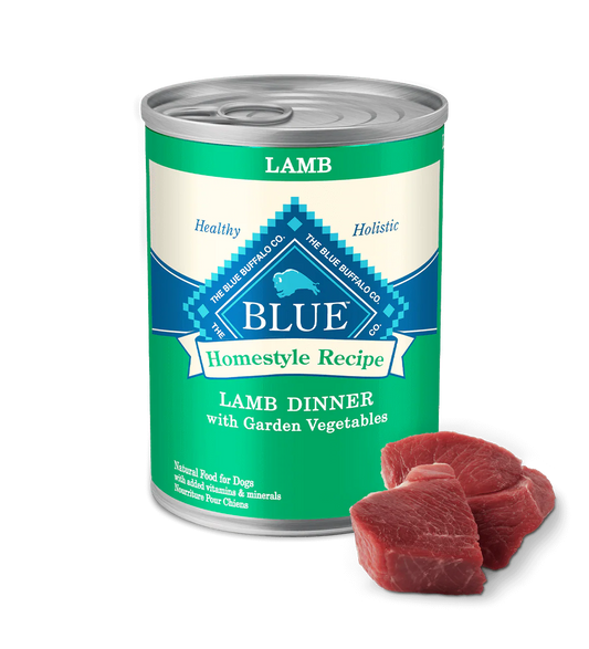 Blue Buffalo Adult Homestyle Lamb, Brown Rice & Garden Vegetables Wet Dog Cans (12.5oz) - Blue Buffalo Wet Dog Food - The Family Pet