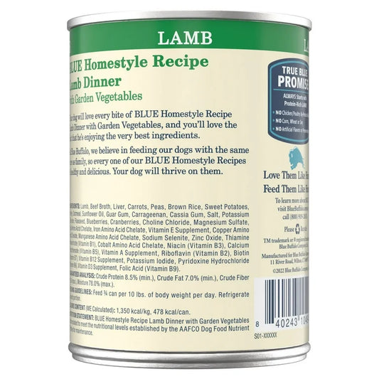 Blue Buffalo Adult Homestyle Lamb, Brown Rice & Garden Vegetables Wet Dog Cans (12.5oz)
