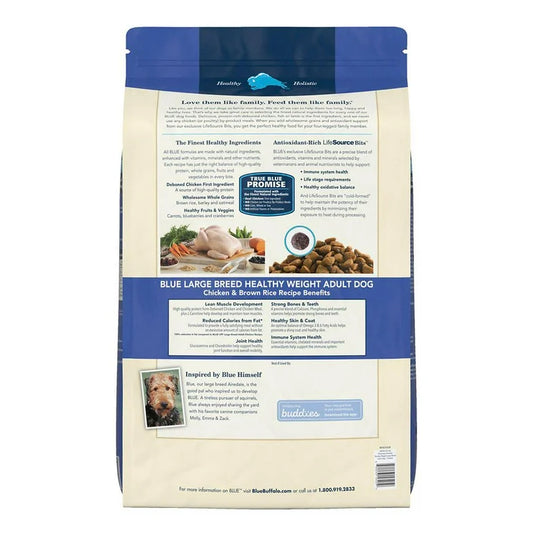 Blue Buffalo Adult Large Breed, Healthy Weight Chicken & Brown Rice Dry Dog Food (30lb) - Dry Dog Food - The Family Pet