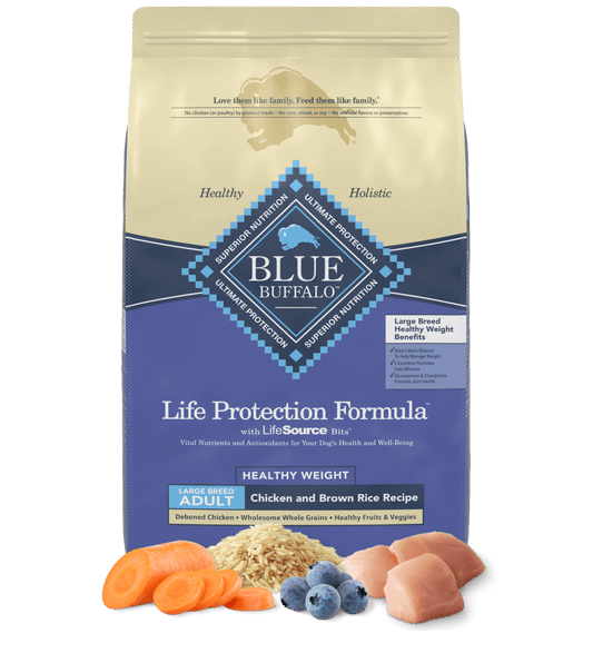 Blue Buffalo Adult Large Breed, Healthy Weight Chicken & Brown Rice Dry Dog Food (30lb) - Dry Dog Food - The Family Pet