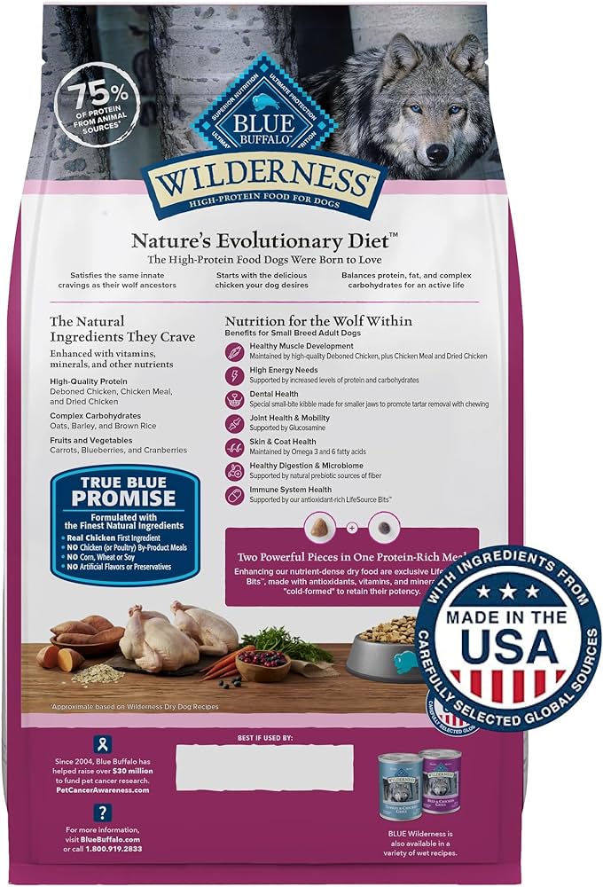Blue Buffalo Wilderness Adult Small Breed Chicken with Wholesome Grains Dry Dog Food - Blue Buffalo Dry Cat Food - The Family Pet