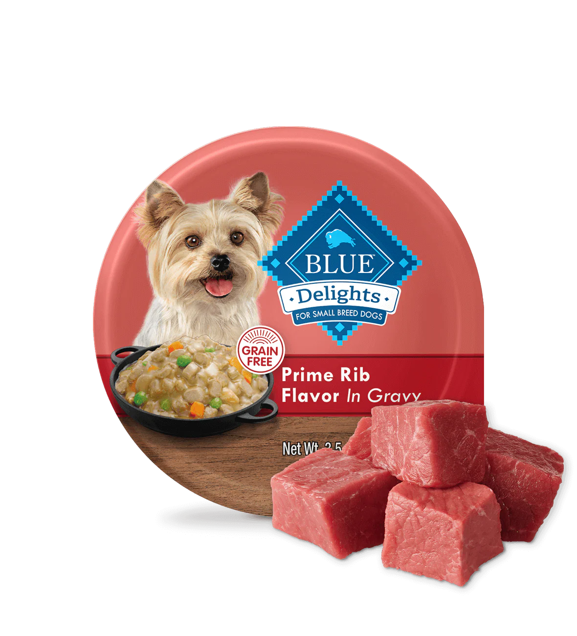 Blue Buffalo Delights Small Breed Adult Dog Prime Rib Flavor in Hearty Gravy Wet Dog Food (3.5oz)