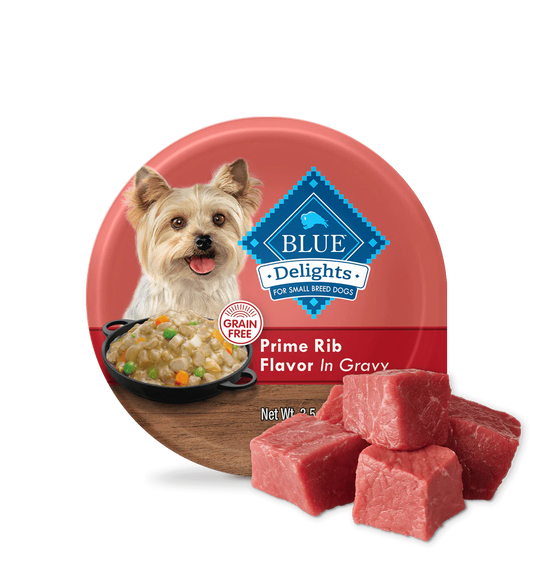 Blue Buffalo Delights Small Breed Adult Dog Prime Rib Flavor in Hearty Gravy Wet Dog Food (3.5oz) - Blue Buffalo Wet Dog Food - The Family Pet
