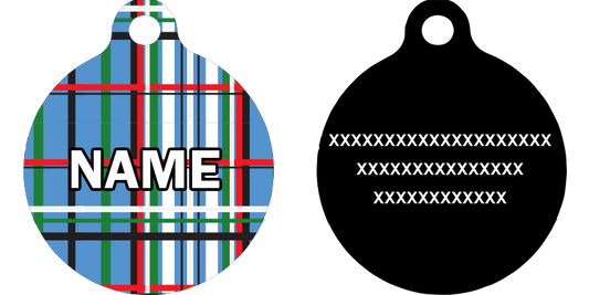 Tartan Plaid Blue HD Dog ID Tag