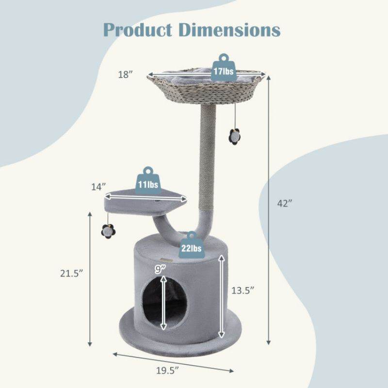 Purrfect Pet Kingdom Cat Tower for Large Cats - Cozy & Sturdy Purrfect Pet Kingdom