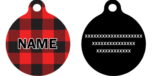 Buffalo Plaid Red HD Dog ID Tag
