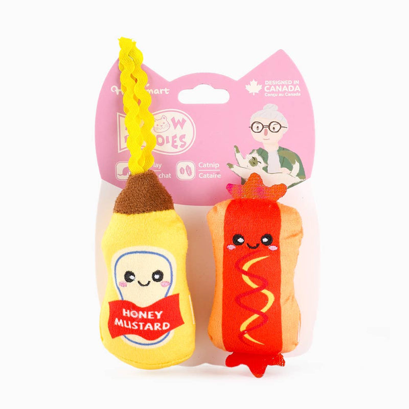 Fdie Feline Hot Dog Mustard Cat Toy Set - 2 Pc