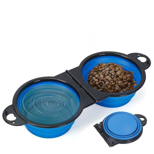 Silicone Outdoor Folding Double Bowl Pet Dog Food Appliances