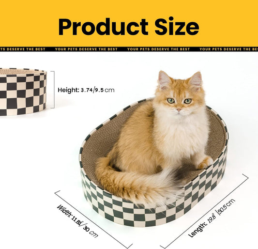 2 In 1 Cat Scratcher Cardboard Oval Cat Scratch Pad And