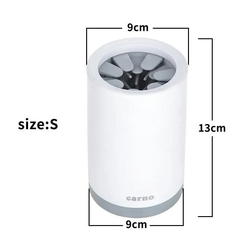 Purrfect Pet Kingdom Portable Paw Washer in white with dimensions 9cm by 13cm for pet paw cleaning