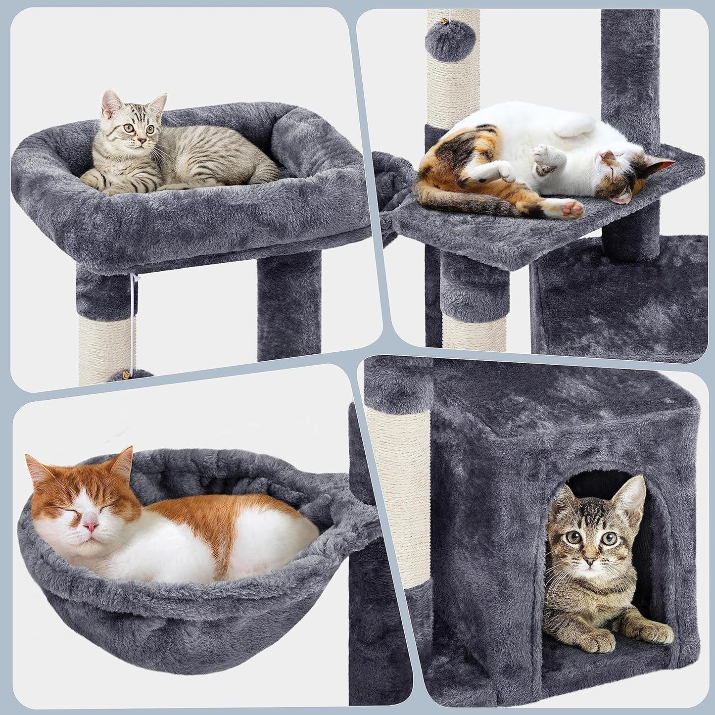 MJ's Pet Closet Gray Cat Condo with Multiple Levels and Cozy Sleeping Areas for Cats