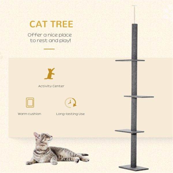 Purrfect Pet Kingdom Tall Grey Cat Tree with Multiple Platforms Purrfect Pet Kingdom