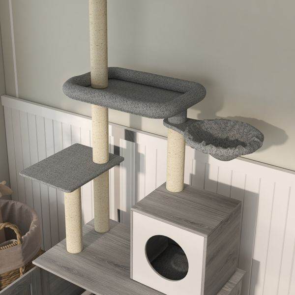Purrfect Pet Kingdom Grey Cat Tree Tower with Multiple Levels Purrfect Pet Kingdom