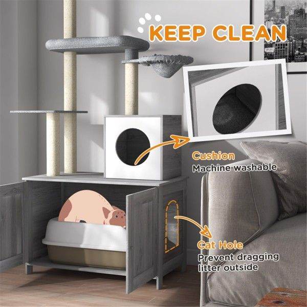 Purrfect Pet Kingdom Grey Cat Tree Tower with Multiple Levels Purrfect Pet Kingdom