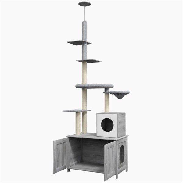 Purrfect Pet Kingdom Grey Cat Tree Tower with Multiple Levels Purrfect Pet Kingdom