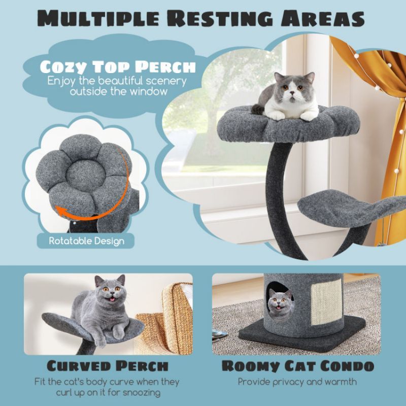 Purrfect Pet Kingdom Cat Tree with Curved Metal Supporting Frame Purrfect Pet Kingdom