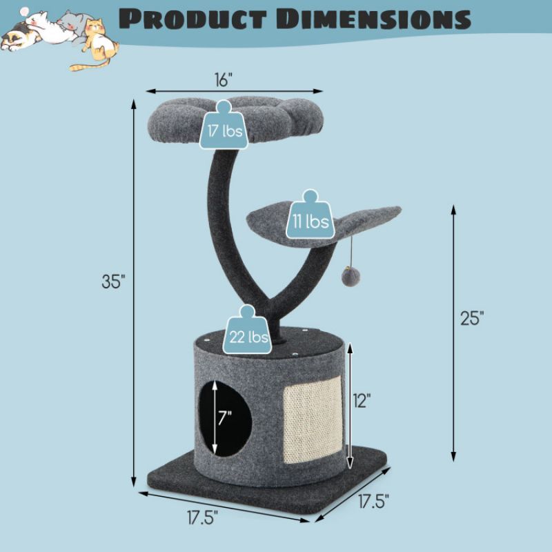 Purrfect Pet Kingdom Cat Tree with Curved Metal Supporting Frame Purrfect Pet Kingdom