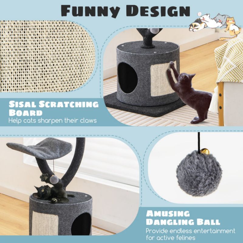 Purrfect Pet Kingdom Cat Tree with Curved Metal Supporting Frame Purrfect Pet Kingdom