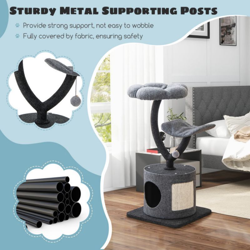 Purrfect Pet Kingdom Cat Tree with Curved Metal Supporting Frame Purrfect Pet Kingdom