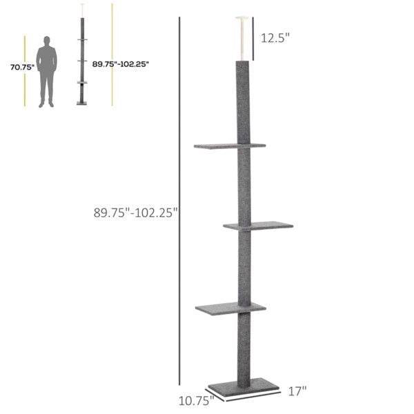 Purrfect Pet Kingdom Tall Grey Cat Tree with Multiple Platforms Purrfect Pet Kingdom