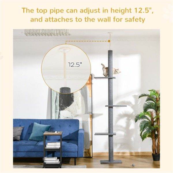 Purrfect Pet Kingdom Tall Grey Cat Tree with Multiple Platforms Purrfect Pet Kingdom
