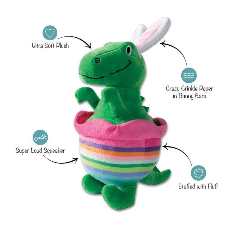 Easter Just Hatched Egg Bunny Ears Rex Plush Dog Toy