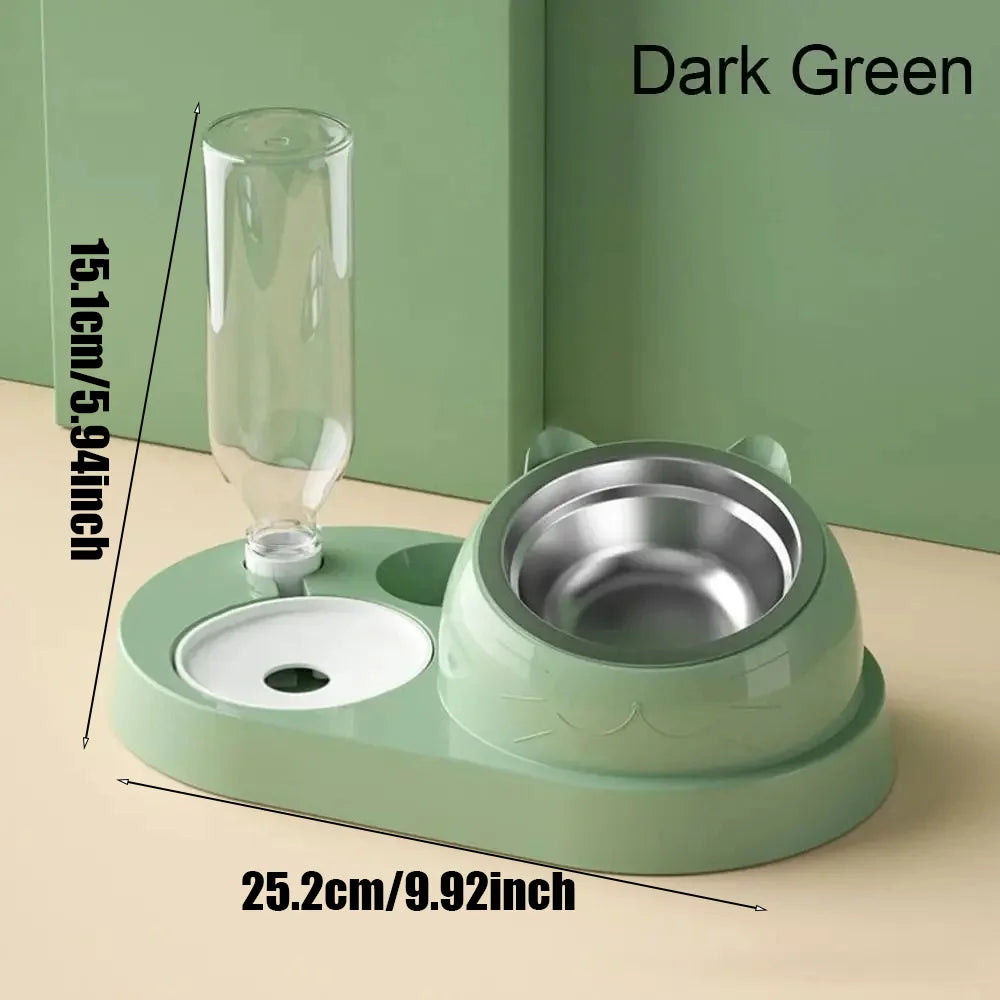 2 In 1 Cat Bowl Water Dispenser Automatic Water Storage Pet Food Bowl Food Container With Waterer Feeder Dog Cat Food Bowl