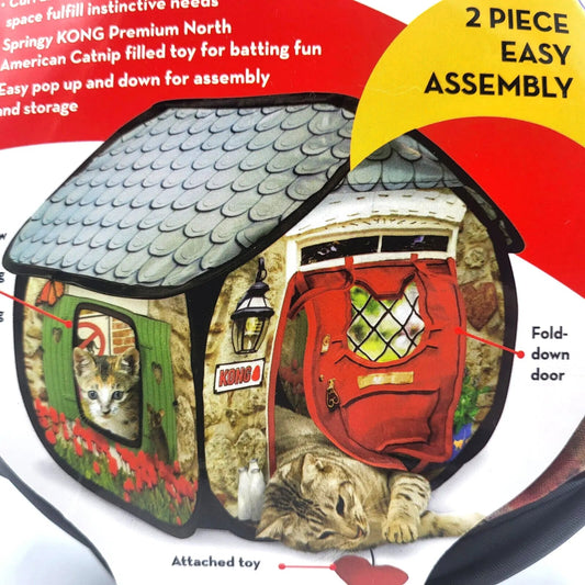 Play Spaces Bungalow Cat House with Catnip Toy Set