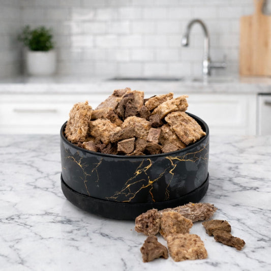 Artisan Marble Ceramic Pet Dining Bowl for Dogs and Cats