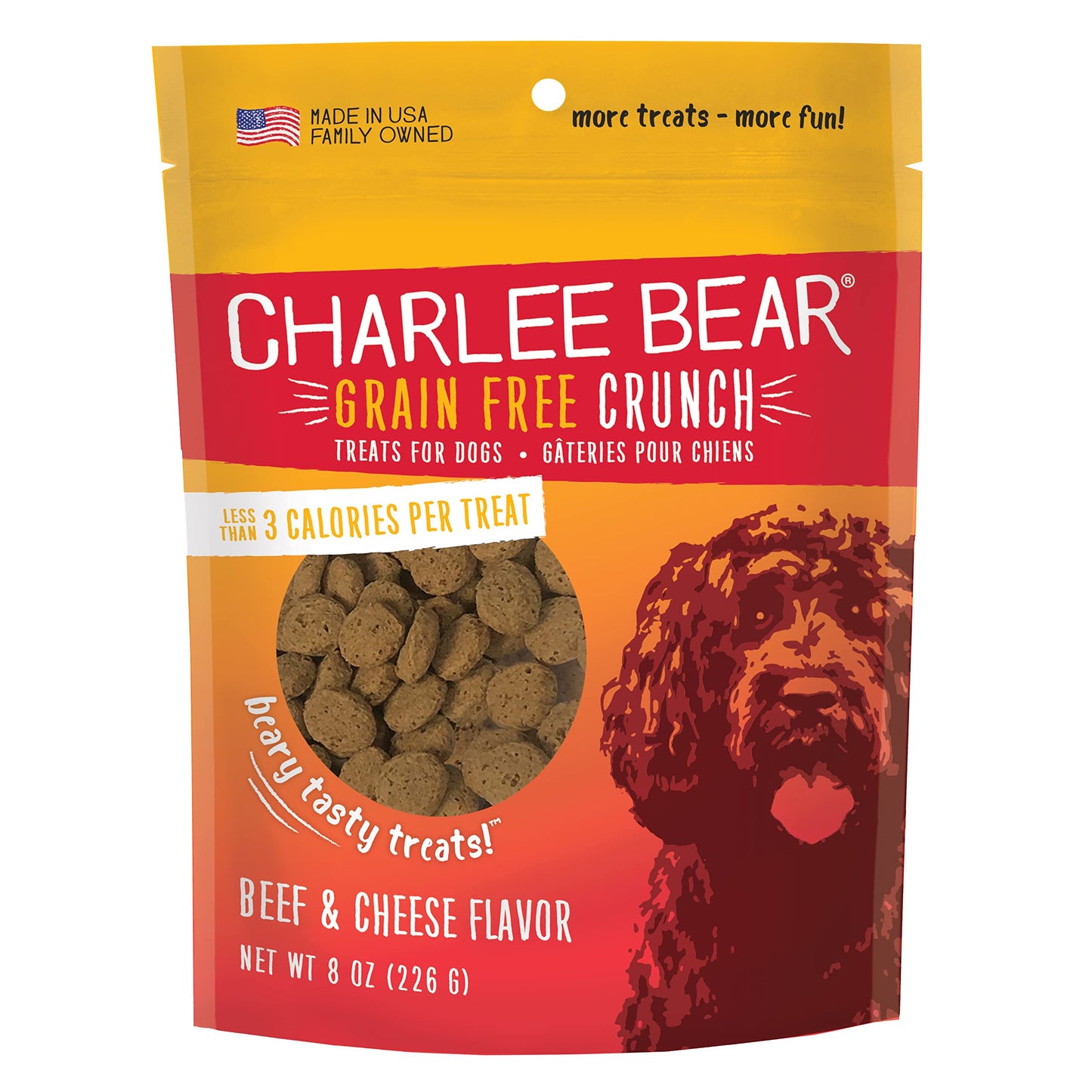 Charlee Bear Grain Free Crunch Beef & Cheese Dog Treats (8oz) - Charlee Bear Crunchy Dog Treats - The Family Pet