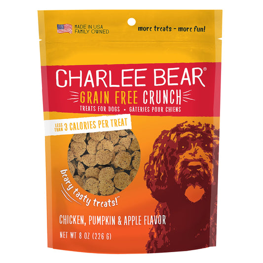 Charlee Bear Grain Free Crunch Chicken, Pumpkin & Apple Dog Treats (8oz) - Charlee Bear Crunchy Dog Treats - The Family Pet