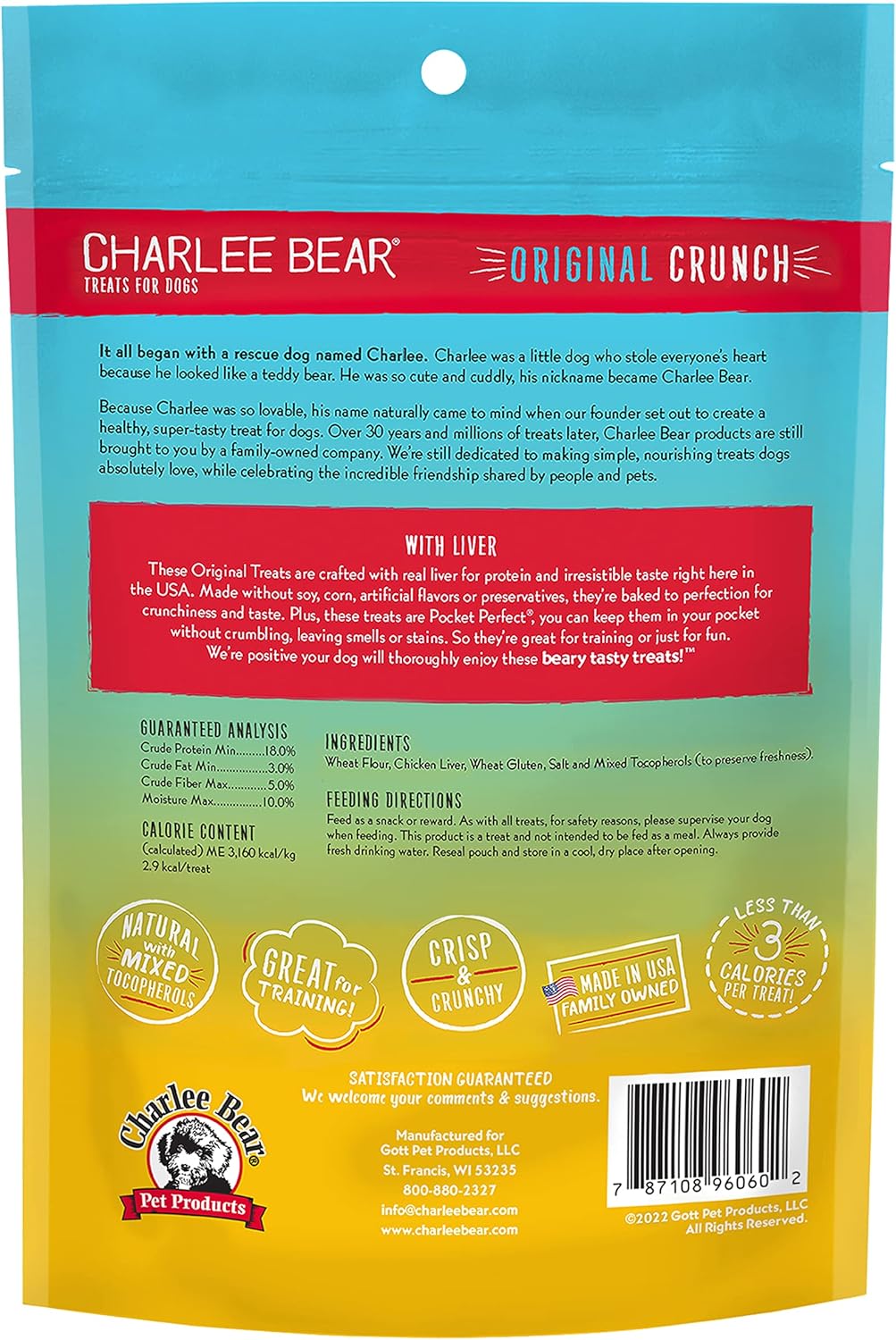 Charlee Bear Original Crunch Liver Dog Treats (16oz) - Charlee Bear Crunchy Dog Treats - The Family Pet