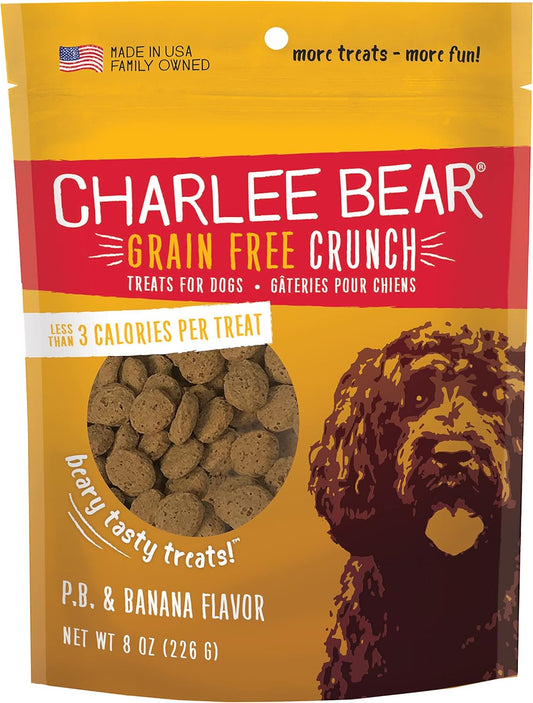 Charlee Bear Grain Free Crunch P.B & Banana Dog Treats (8oz) - Charlee Bear Crunchy Dog Treats - The Family Pet