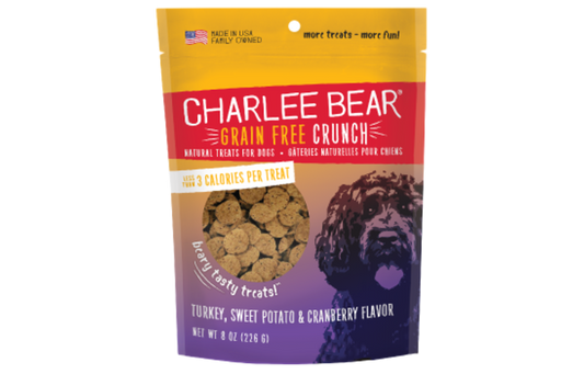 Charlee Bear Grain Free Crunch Turkey, Sweet Potato & Cranberry Dog Treats (8oz) - Charlee Bear Crunchy Dog Treats - The Family Pet
