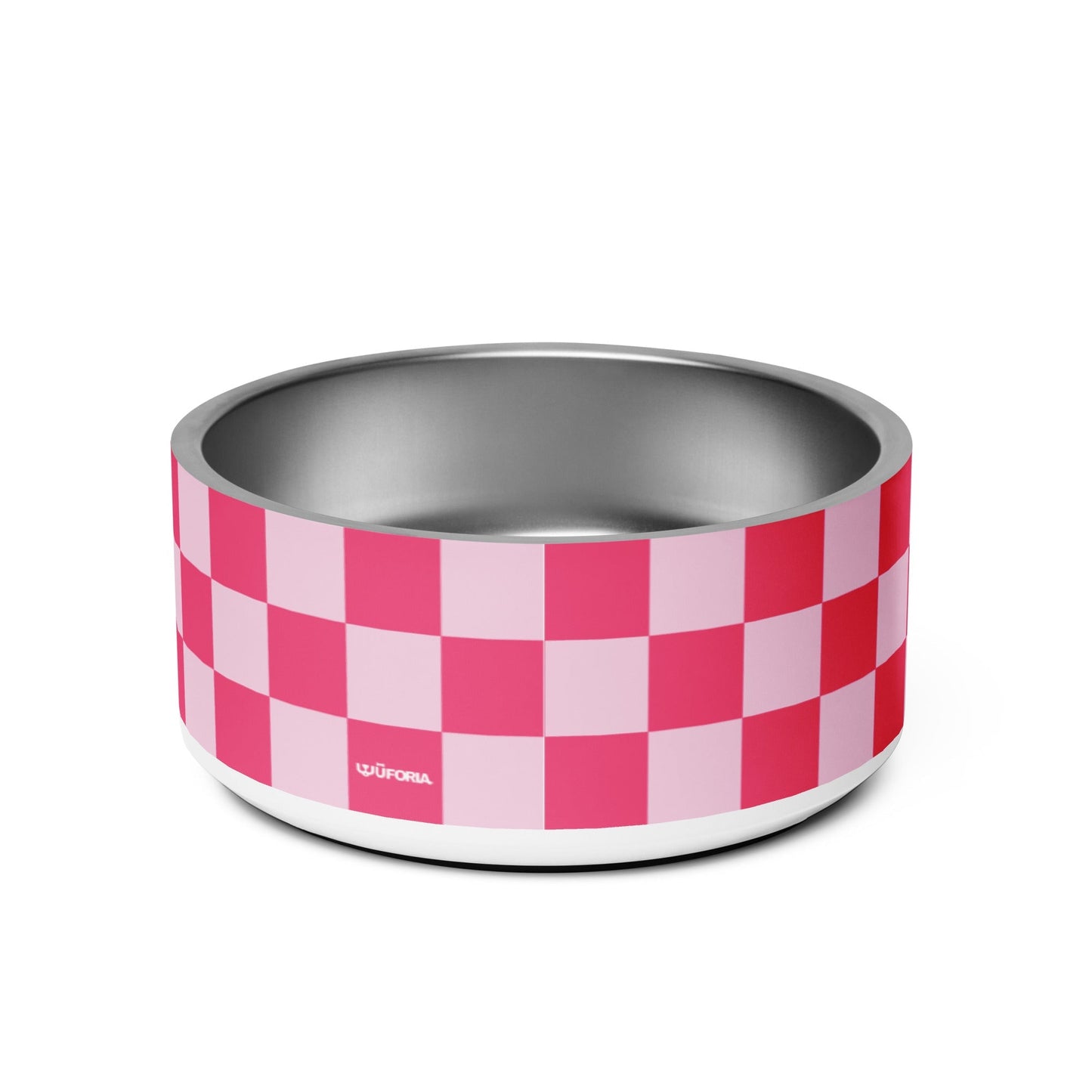Checker Bubblegum Pink 32oz Dog Bowl - Dog Bowls & Feeders - Wuforia